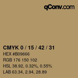 カラーコード: CMYK 0 / 15 / 42 / 31 | qconv.com