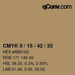 カラーコード: CMYK 0 / 15 / 42 / 33 | qconv.com