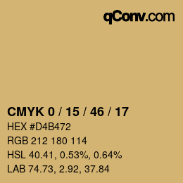 Color code: CMYK 0 / 15 / 46 / 17 | qconv.com