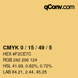 Color code: CMYK 0 / 15 / 49 / 5 | qconv.com