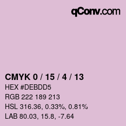 カラーコード: CMYK 0 / 15 / 4 / 13 | qconv.com