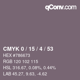 Color code: CMYK 0 / 15 / 4 / 53 | qconv.com