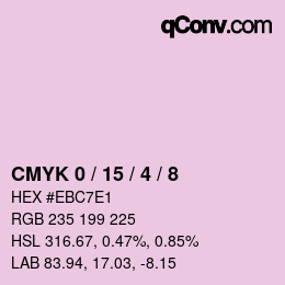 カラーコード: CMYK 0 / 15 / 4 / 8 | qconv.com