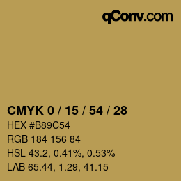 カラーコード: CMYK 0 / 15 / 54 / 28 | qconv.com