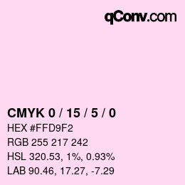 カラーコード: CMYK 0 / 15 / 5 / 0 | qconv.com