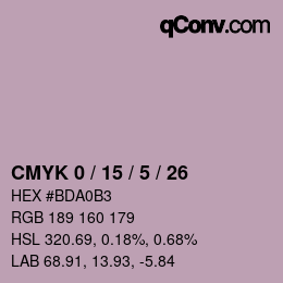 カラーコード: CMYK 0 / 15 / 5 / 26 | qconv.com