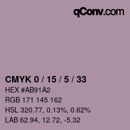 カラーコード: CMYK 0 / 15 / 5 / 33 | qconv.com