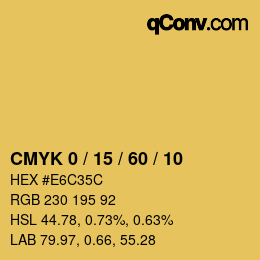 カラーコード: CMYK 0 / 15 / 60 / 10 | qconv.com