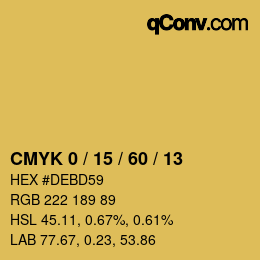 カラーコード: CMYK 0 / 15 / 60 / 13 | qconv.com