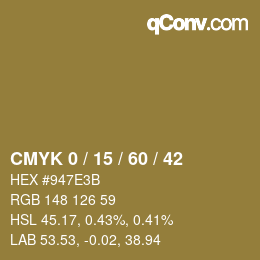 カラーコード: CMYK 0 / 15 / 60 / 42 | qconv.com