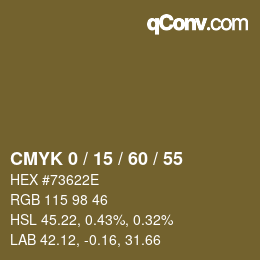 カラーコード: CMYK 0 / 15 / 60 / 55 | qconv.com