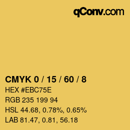 カラーコード: CMYK 0 / 15 / 60 / 8 | qconv.com