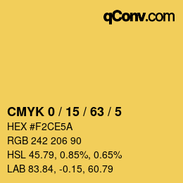 カラーコード: CMYK 0 / 15 / 63 / 5 | qconv.com