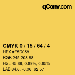 Color code: CMYK 0 / 15 / 64 / 4 | qconv.com