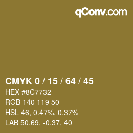 Código de color: CMYK 0 / 15 / 64 / 45 | qconv.com