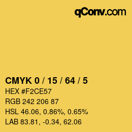 Color code: CMYK 0 / 15 / 64 / 5 | qconv.com