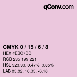 カラーコード: CMYK 0 / 15 / 6 / 8 | qconv.com
