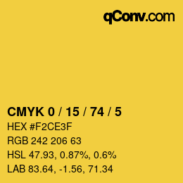 Color code: CMYK 0 / 15 / 74 / 5 | qconv.com