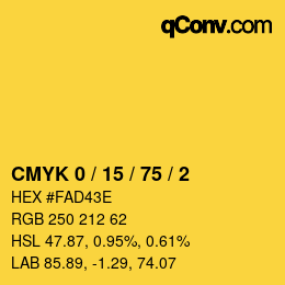 Color code: CMYK 0 / 15 / 75 / 2 | qconv.com