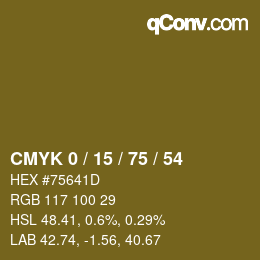 カラーコード: CMYK 0 / 15 / 75 / 54 | qconv.com