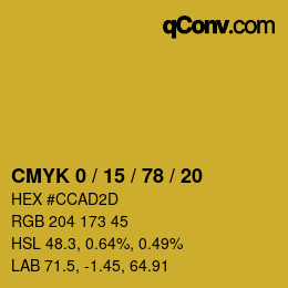Código de color: CMYK 0 / 15 / 78 / 20 | qconv.com