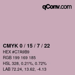 Farbcode: CMYK 0 / 15 / 7 / 22 | qconv.com