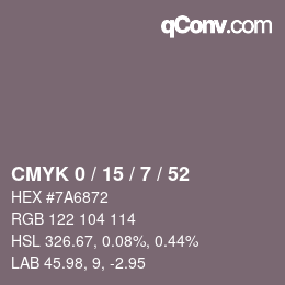 颜色代码: CMYK 0 / 15 / 7 / 52 | qconv.com