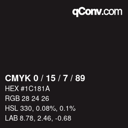 カラーコード: CMYK 0 / 15 / 7 / 89 | qconv.com