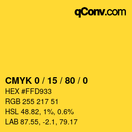 颜色代码: CMYK 0 / 15 / 80 / 0 | qconv.com