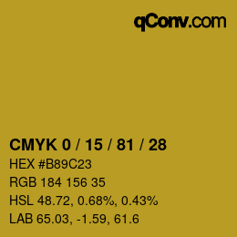 カラーコード: CMYK 0 / 15 / 81 / 28 | qconv.com