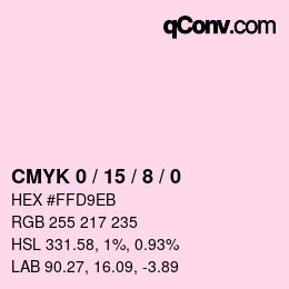 カラーコード: CMYK 0 / 15 / 8 / 0 | qconv.com