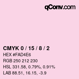 カラーコード: CMYK 0 / 15 / 8 / 2 | qconv.com