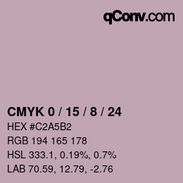 カラーコード: CMYK 0 / 15 / 8 / 24 | qconv.com