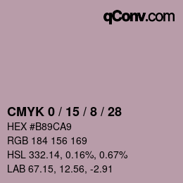 カラーコード: CMYK 0 / 15 / 8 / 28 | qconv.com