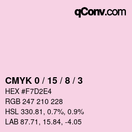 カラーコード: CMYK 0 / 15 / 8 / 3 | qconv.com