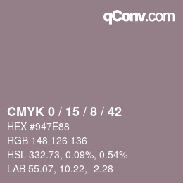Farbcode: CMYK 0 / 15 / 8 / 42 | qconv.com