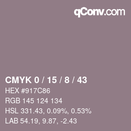 Color code: CMYK 0 / 15 / 8 / 43 | qconv.com