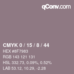 Color code: CMYK 0 / 15 / 8 / 44 | qconv.com