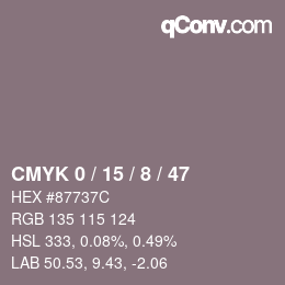 Color code: CMYK 0 / 15 / 8 / 47 | qconv.com