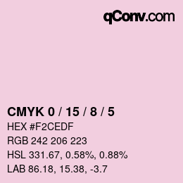 カラーコード: CMYK 0 / 15 / 8 / 5 | qconv.com