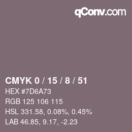 Color code: CMYK 0 / 15 / 8 / 51 | qconv.com