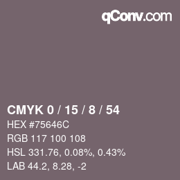 カラーコード: CMYK 0 / 15 / 8 / 54 | qconv.com