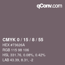 カラーコード: CMYK 0 / 15 / 8 / 55 | qconv.com