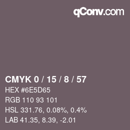 Color code: CMYK 0 / 15 / 8 / 57 | qconv.com