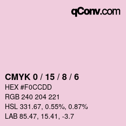 カラーコード: CMYK 0 / 15 / 8 / 6 | qconv.com