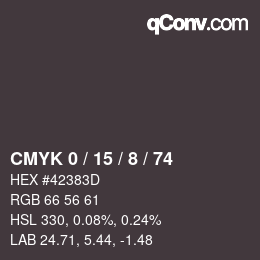 カラーコード: CMYK 0 / 15 / 8 / 74 | qconv.com