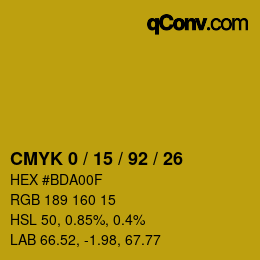 カラーコード: CMYK 0 / 15 / 92 / 26 | qconv.com