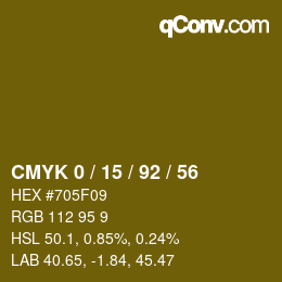 Color code: CMYK 0 / 15 / 92 / 56 | qconv.com