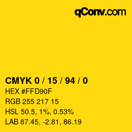 Color code: CMYK 0 / 15 / 94 / 0 | qconv.com