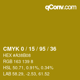 颜色代码: CMYK 0 / 15 / 95 / 36 | qconv.com